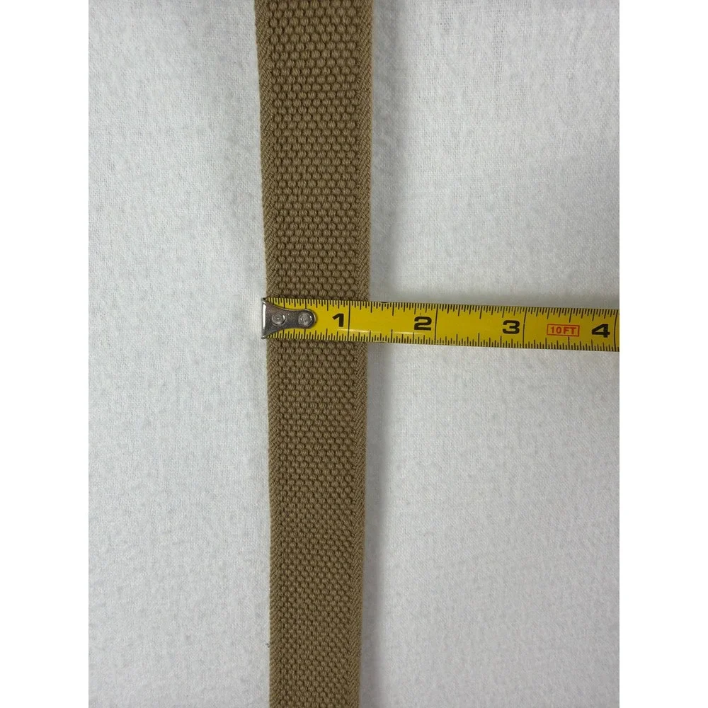 Polo Ralph Lauren Mens Khaki Tan Woven Braided Leather Belt XL Brass Buckle